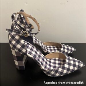 Draper James Blue and White Checkered Heels